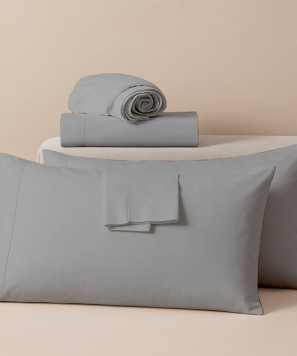 LuxeLayer Giza Cotton 4 Piece Cot Sheet Set - Light Gray
