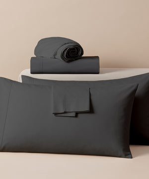 LuxeLayer Giza Cotton 4 Piece Cot Sheet Set - Dark Gray
