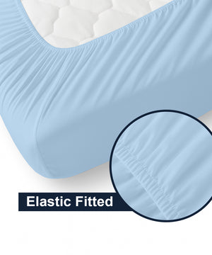 CloudLuxe – Sateen Finish Egyptian Cotton 4 Piece Cot Bedding Set - Light Blue