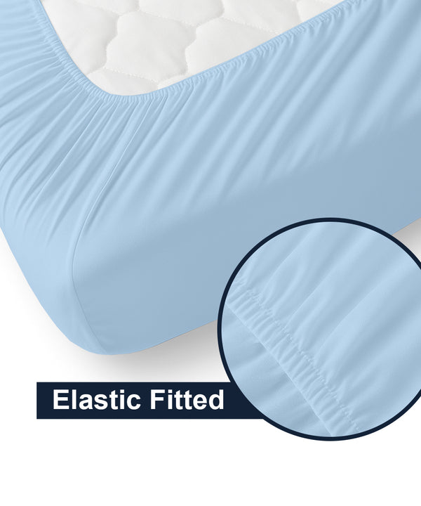 CloudLuxe – Sateen Finish Egyptian Cotton 4 Piece Cot Bedding Set - Light Blue