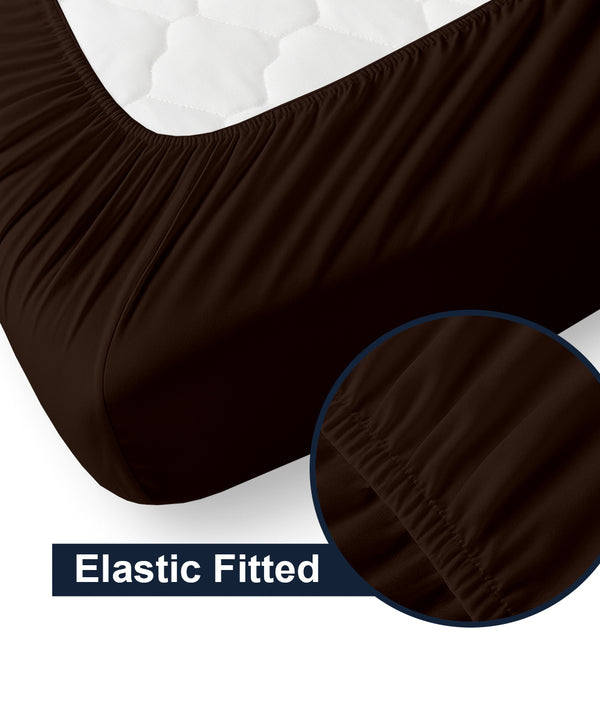 CloudLuxe – Sateen Finish Egyptian Cotton 4 Piece Cot Bedding Set - Chocolate