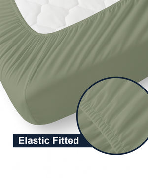 CloudLuxe – Sateen Finish Egyptian Cotton 4 Piece Cot Bedding Set - Sage