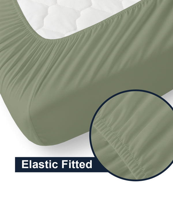 CloudLuxe – Sateen Finish Egyptian Cotton 4 Piece Cot Bedding Set - Sage