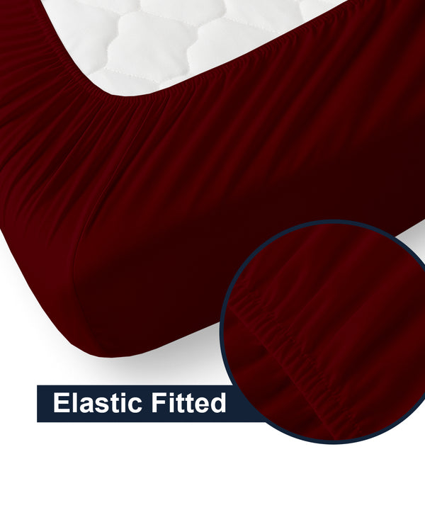 CloudLuxe – Sateen Finish Egyptian Cotton 4 Piece Cot Bedding Set - Burgundy