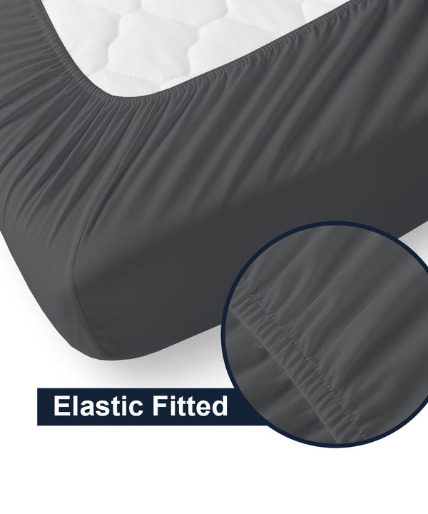 CloudLuxe – Sateen Finish Egyptian Cotton 4 Piece Cot Bedding Set - Dark Gray