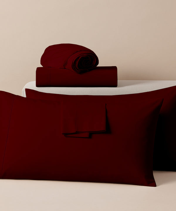 LuxeLayer Giza Cotton 4 Piece Cot Sheet Set - Burgundy