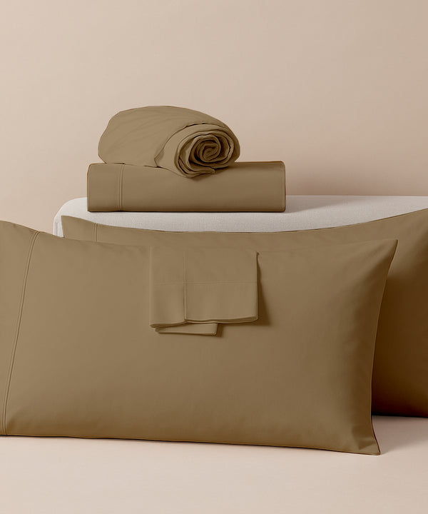 LuxeLayer Giza Cotton 4 Piece Cot Sheet Set - Taupe