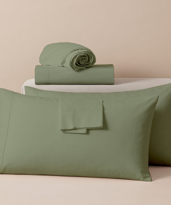 LuxeLayer Giza Cotton 4 Piece Cot Sheet Set - Sage