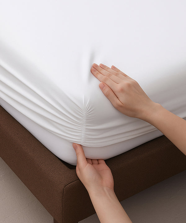 LuxeLayer Giza Cotton 4 Piece Cot Sheet Set - White