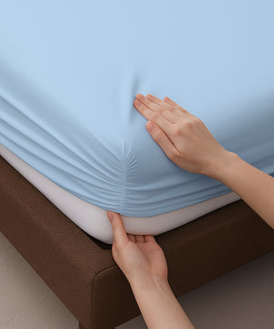 LuxeLayer Giza Cotton 4 Piece Cot Sheet Set - Light Blue