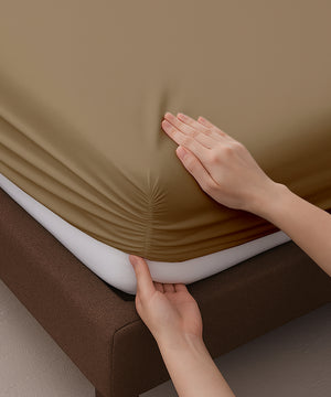 LuxeLayer Giza Cotton 4 Piece Cot Sheet Set - Taupe