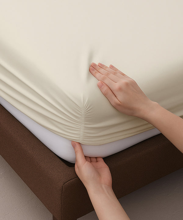 LuxeLayer Giza Cotton 4 Piece Cot Sheet Set - Ivory