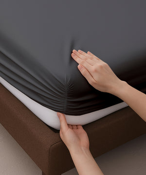 LuxeLayer Giza Cotton 4 Piece Cot Sheet Set - Dark Gray