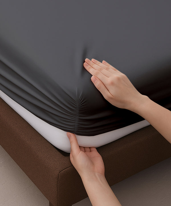 LuxeLayer Giza Cotton 4 Piece Cot Sheet Set - Dark Gray
