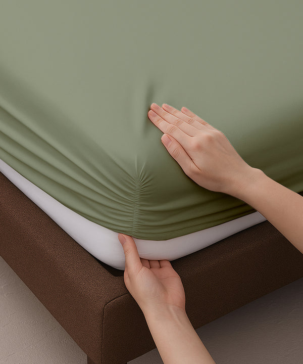 LuxeLayer Giza Cotton 4 Piece Cot Sheet Set - Sage