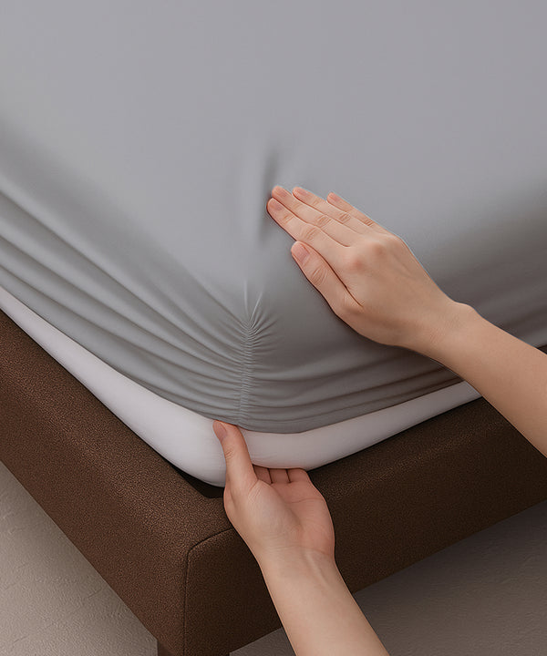 LuxeLayer Giza Cotton 4 Piece Cot Sheet Set - Light Gray