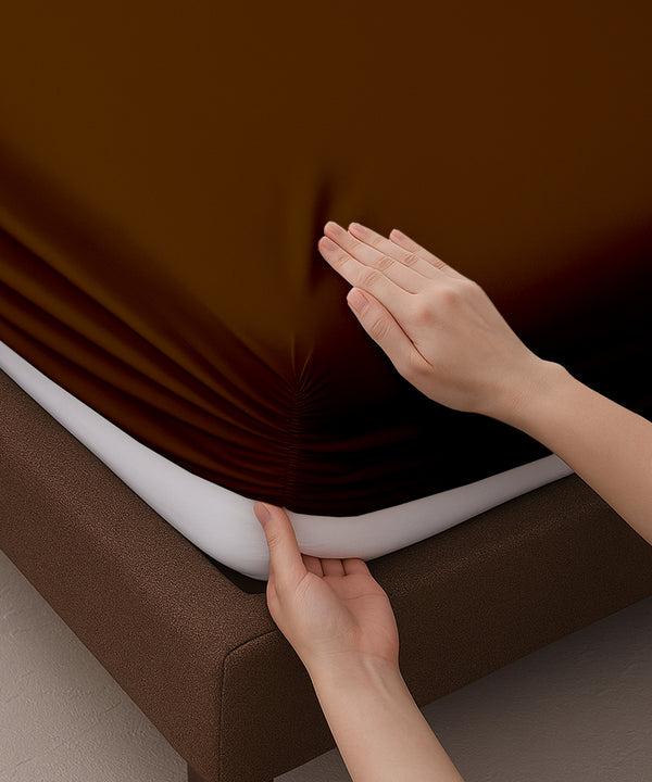 LuxeLayer Giza Cotton 4 Piece Cot Sheet Set -Chocolate