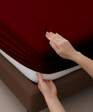 LuxeLayer Giza Cotton 4 Piece Cot Sheet Set - Burgundy