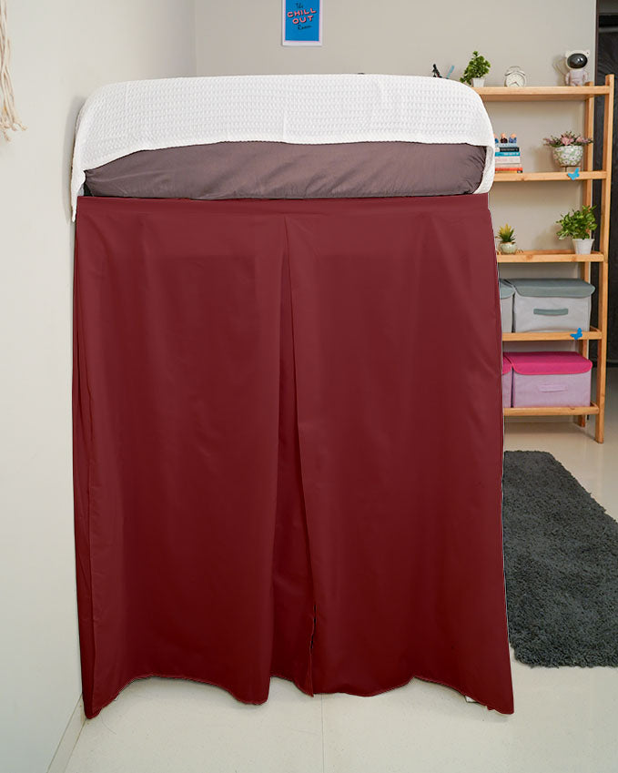 SmartPleat – Microfiber 1 Piece Pleated Dorm Bed Skirt - Burgundy-Bed Skirts-Shreem Linen-Slumber Sphere