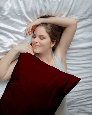 CloudCotton - Set of 2 Piece Pillow Cover with Soft & Smooth Finish in Burgundy-Pillowcases-Cottingon -Slumber Sphere