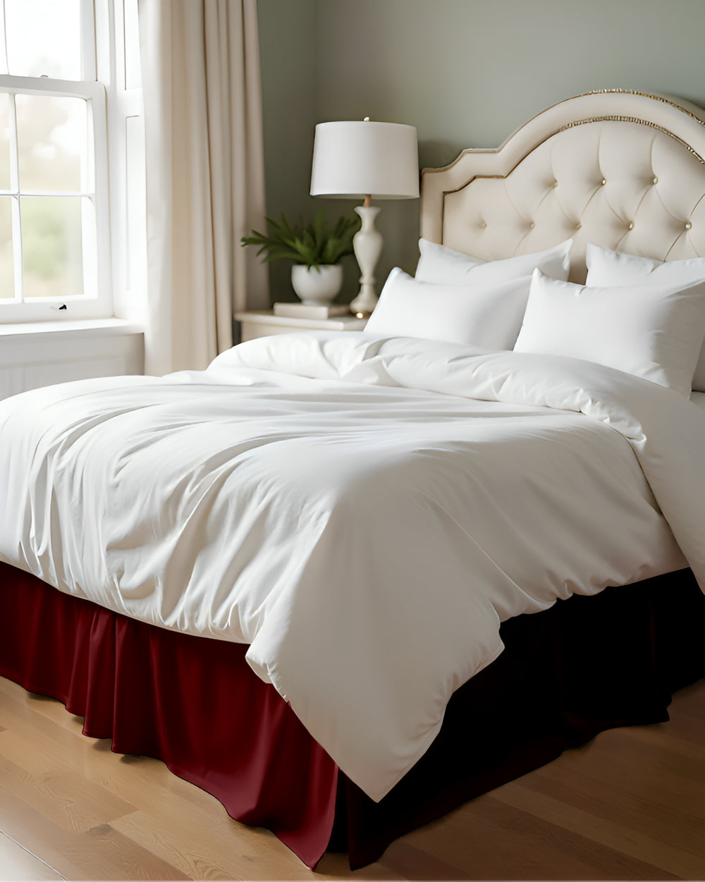 Neatflair Pleated Bed Skirt- 1 Piece, Burgundy-Bed Skirts-Shreem Linen-Slumber Sphere