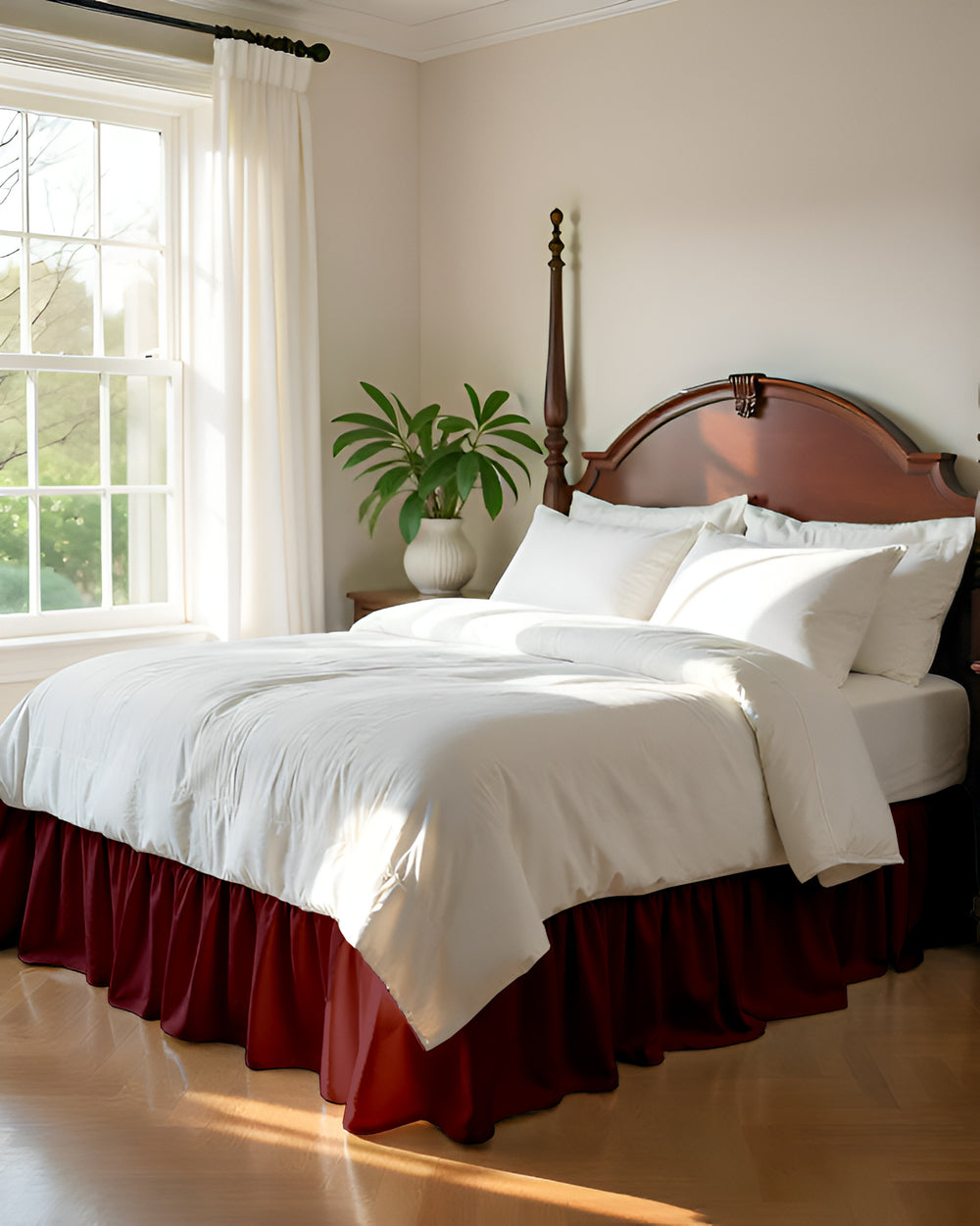 Burgundy Bliss- Ultra-Soft Microfiber Ruffled Bed Skirt-Bed Skirts-Shreem Linen-Slumber Sphere