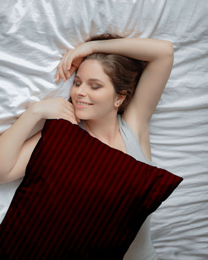 Crimson Tale Burgundy Striped 2 Piece Pillow Covers-Pillowcases-Cottingon-Slumber Sphere