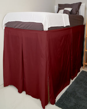 SmartPleat – Microfiber 1 Piece Pleated Dorm Bed Skirt - Burgundy-Bed Skirts-Shreem Linen-Slumber Sphere