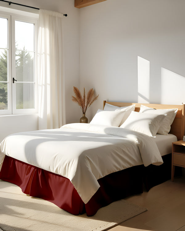 Neatflair Pleated Bed Skirt- 1 Piece, Burgundy-Bed Skirts-Shreem Linen-Slumber Sphere