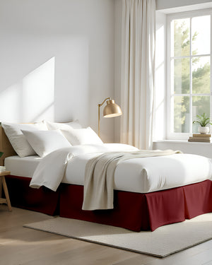 Neatflair Pleated Bed Skirt- 1 Piece, Burgundy-Bed Skirts-Shreem Linen-Slumber Sphere
