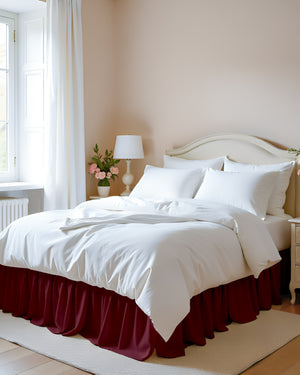 Burgundy Bliss- Ultra-Soft Microfiber Ruffled Bed Skirt-Bed Skirts-Shreem Linen-Slumber Sphere