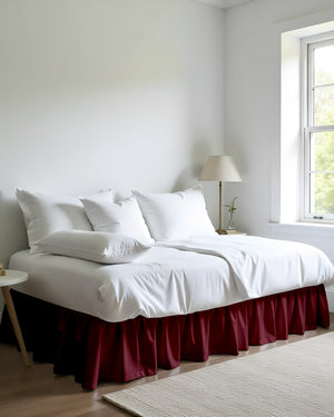 Vintage Wine Ruffle Daybed Skirt – Burgundy Elegance-Bed Skirts-Shreem Linen-Slumber Sphere