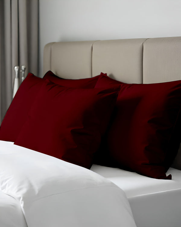 CloudCotton - Set of 2 Piece Pillow Cover with Soft & Smooth Finish in Burgundy-Pillowcases-Cottingon -Slumber Sphere