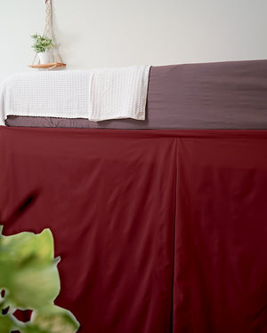 SmartPleat – Microfiber 1 Piece Pleated Dorm Bed Skirt - Burgundy-Bed Skirts-Shreem Linen-Slumber Sphere