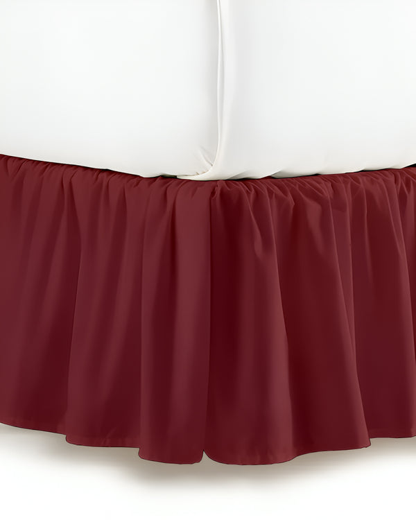 Burgundy Bliss- Ultra-Soft Microfiber Ruffled Bed Skirt-Bed Skirts-Shreem Linen-Slumber Sphere