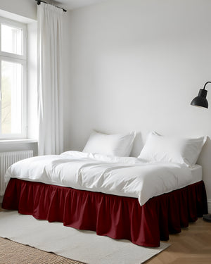 Vintage Wine Ruffle Daybed Skirt – Burgundy Elegance-Bed Skirts-Shreem Linen-Slumber Sphere