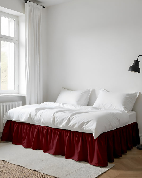 Vintage Wine Ruffle Daybed Skirt – Burgundy Elegance-Bed Skirts-Shreem Linen-Slumber Sphere