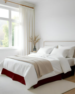 Neatflair Pleated Bed Skirt- 1 Piece, Burgundy-Bed Skirts-Shreem Linen-Slumber Sphere