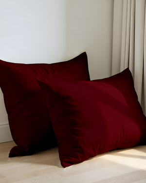 CloudCotton - Set of 2 Piece Pillow Cover with Soft & Smooth Finish in Burgundy-Pillowcases-Cottingon -Slumber Sphere