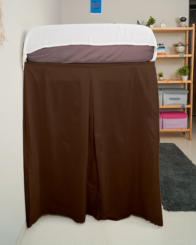 SmartPleat – Microfiber 1 Piece Pleated Dorm Bed Skirt - Chocolate Brown-Bed Skirts-Shreem Linen-Slumber Sphere