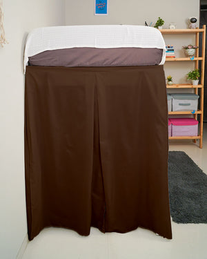 SmartPleat – Microfiber 1 Piece Pleated Dorm Bed Skirt - Chocolate Brown-Bed Skirts-Shreem Linen-Slumber Sphere