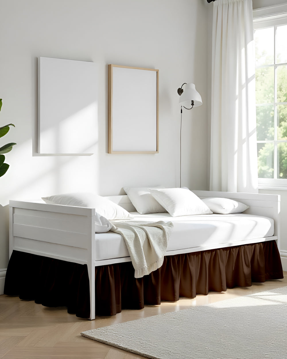 Cocoa Comfort Daybed Skirt – Deep Chocolate Ruffles-Bed Skirts-Shreem Linen-Slumber Sphere