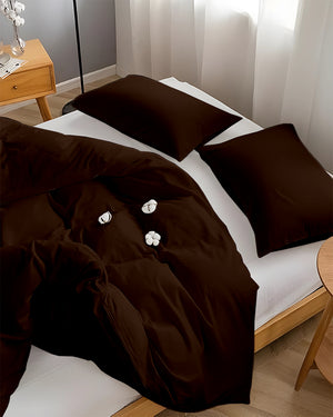 DreamHaven – Breathable & Beautiful 3 Piece Cotton Duvet Cover - Chocolate-Bed Layers-Cottington Lane-Slumber Sphere