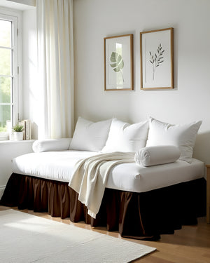 Cocoa Comfort Daybed Skirt – Deep Chocolate Ruffles-Bed Skirts-Shreem Linen-Slumber Sphere