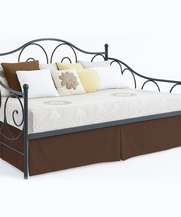 Luxe Pleated Microfiber 1 Piece Daybed Skirt- Chocolate-Bed Skirts-Shreem Linen-Slumber Sphere