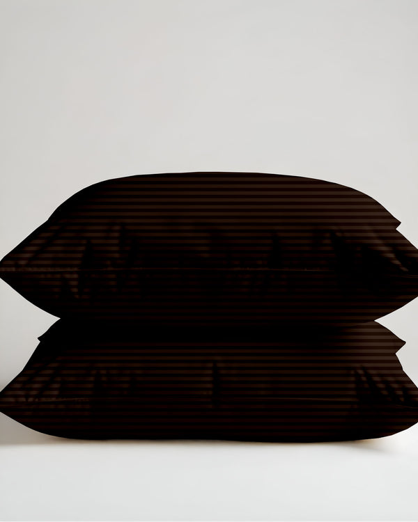 CocoaWeave Chocolate Striped 2 Piece Pillow Covers-Pillowcases-Cottingon-Slumber Sphere