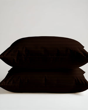 CocoaWeave Chocolate Striped 2 Piece Pillow Covers-Pillowcases-Cottingon-Slumber Sphere