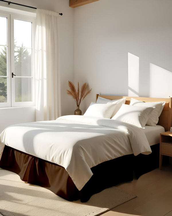 Neatflair Pleated Bed Skirt- 1 Piece, Chocolate-Bed Skirts-Shreem Linen-Slumber Sphere