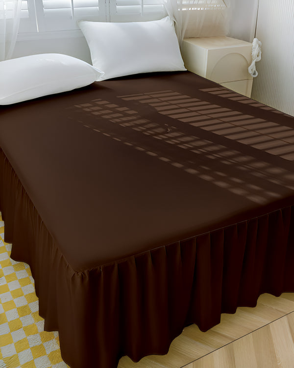 Chocolate Glaze- Ultra-Soft Microfiber Ruffled Bed Skirt- Chocolate Brown-Bed Skirts-Shreem Linen-Slumber Sphere