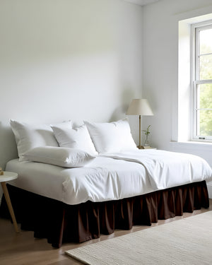 Cocoa Comfort Daybed Skirt – Deep Chocolate Ruffles-Bed Skirts-Shreem Linen-Slumber Sphere